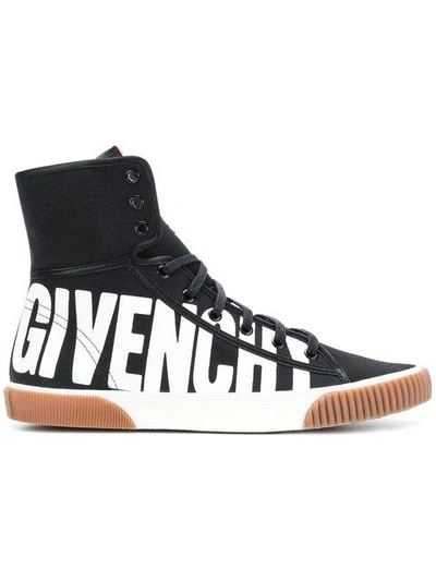 Shop Givenchy Logo Print Hi-top Sneakers - Black