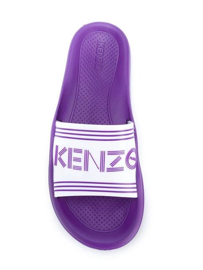 Shop Kenzo Logo Pool Slides - White