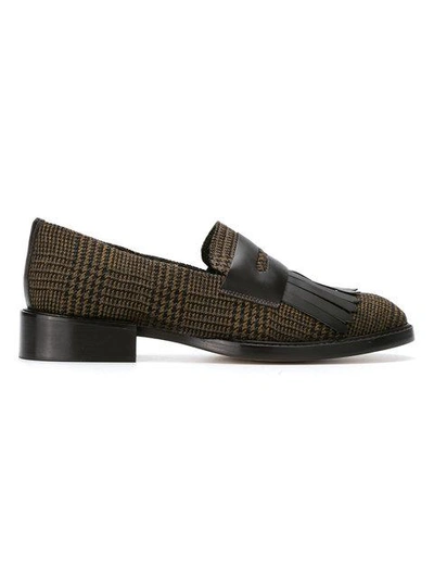 Shop Sarah Chofakian Fringed Loafers - Brown