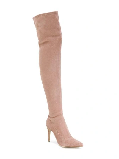 Shop Sergio Rossi Thigh High Pointed Boots In Cipria