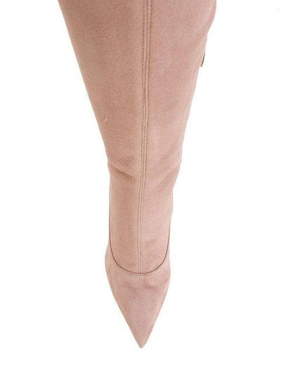 Shop Sergio Rossi Thigh High Pointed Boots In Cipria
