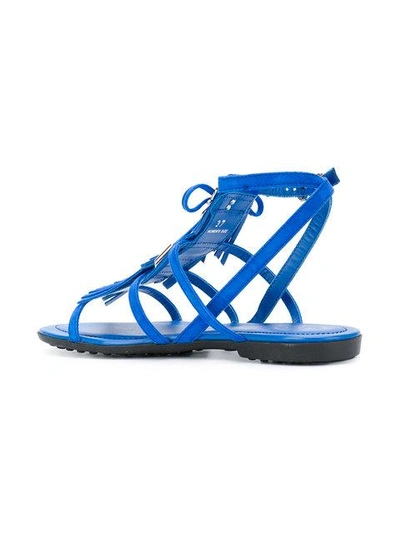 fringed multi-strap sandals