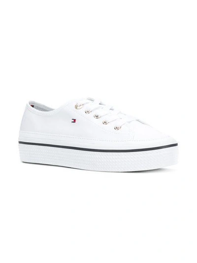 Shop Tommy Hilfiger Flatform Sneakers In White