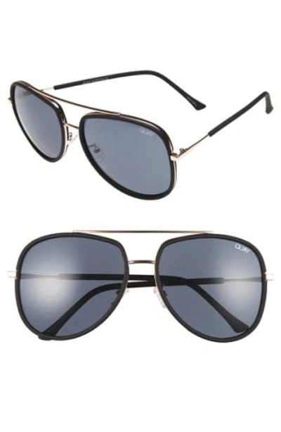 Shop Quay 'needing Fame' 65mm Aviator Sunglasses - Black/ Smoke