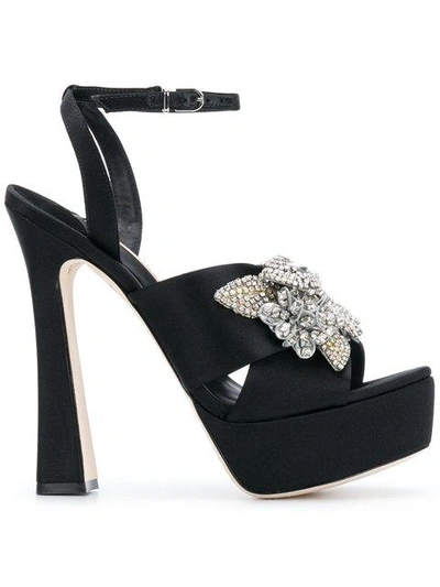 Shop Sophia Webster Lilico Crystal Platform Sandals - Black