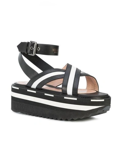 Shop Moschino Flatform Monochrome Sandals