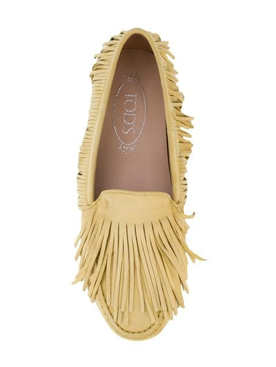 Tod's Yorky Gommino Moccasins In Suede In G017 Yellow