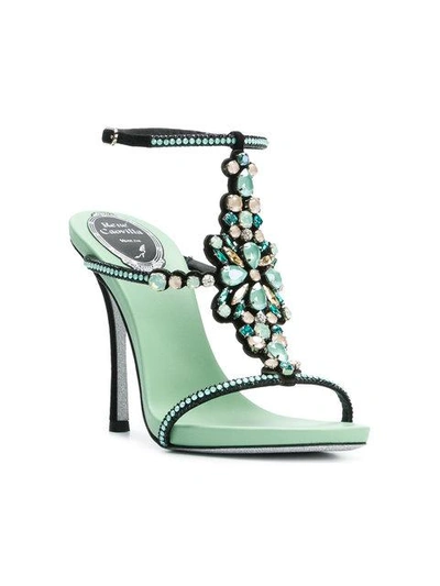 Shop René Caovilla Beaded Strappy High Heel Sandal - Green