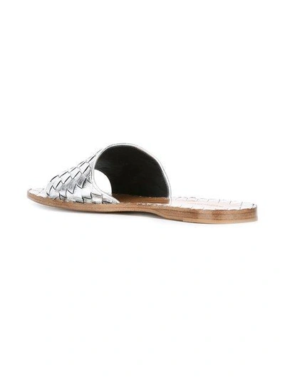 Shop Bottega Veneta 'ravello' Intrecciato Sandals In Metallic