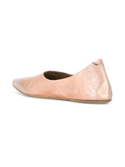 Shop Marsèll Pointed Toe Ballerina Pumps - Metallic