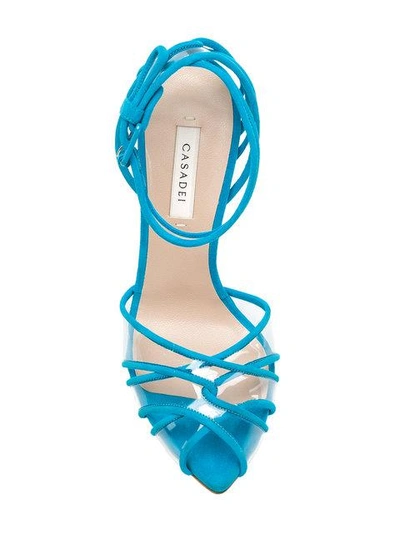 Shop Casadei Peep Toe Sandals In Blue