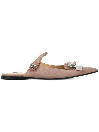 Shop Sergio Rossi Pointed Toe Mules - Pink & Purple