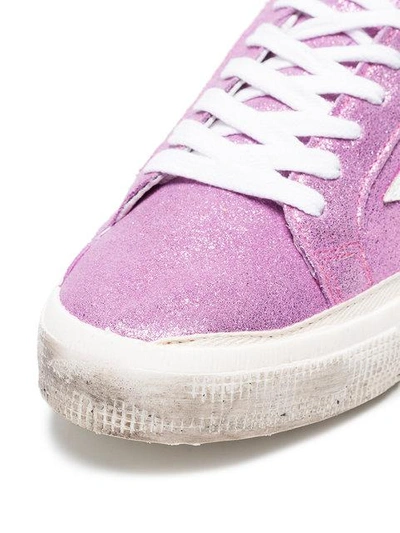 Shop Golden Goose Pink May Glitter Leather Sneakers