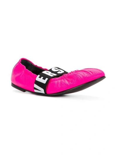 Shop Versus Logo Strap Ballerinas - Pink & Purple