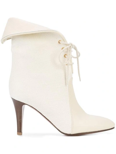 Shop Chloé Foldover Top Ankle Boots In White
