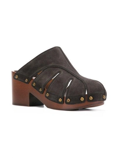 Shop Chloé Rivet Cut-out Mules In Brown