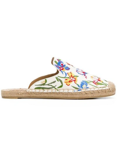 Shop Tory Burch Embroidered Espadrille Slippers In Multicolour