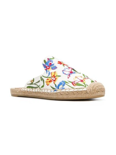 Shop Tory Burch Embroidered Espadrille Slippers In Multicolour