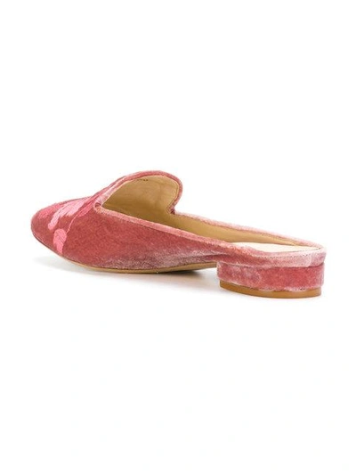 Shop Alexandre Birman Leaf Embroidered Mules In Pink