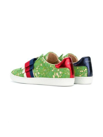 Shop Gucci Ace Lace Sneakers In Green