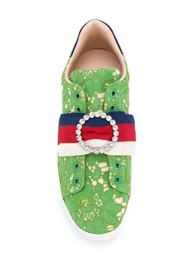 Shop Gucci Ace Lace Sneakers In Green