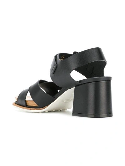 Shop Tod's Chunky Heel Sandals In Black