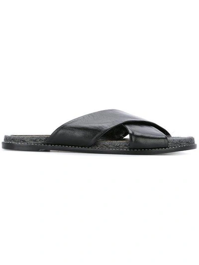 Shop Lanvin Crossover Strap Sandals - Black