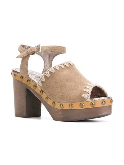 Shop Mou Ankle Strap Clogs In Neutrals