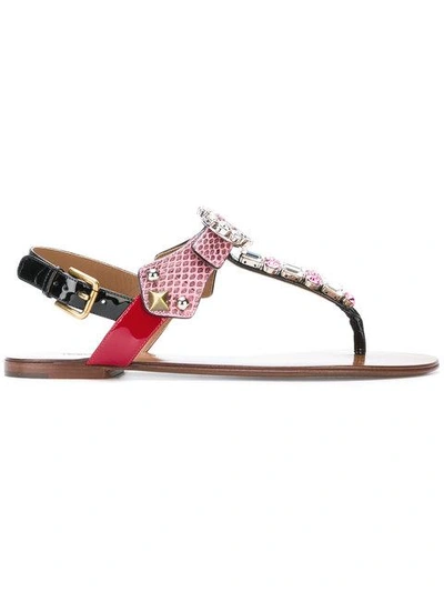 Shop Dolce & Gabbana Embellished Open-toe Sandals - Pink