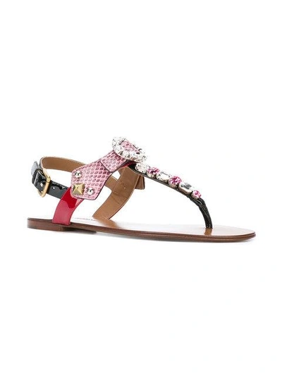 Shop Dolce & Gabbana Embellished Open-toe Sandals - Pink