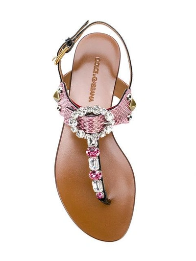 Shop Dolce & Gabbana Embellished Open-toe Sandals - Pink