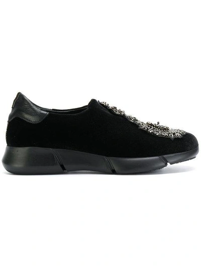 Shop Strategia Embellished Slip-on Sneakers In Black