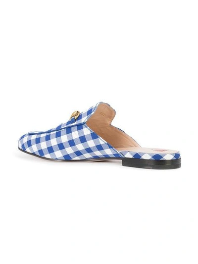 Shop Gucci Princetown Plaid Horsebit Slippers In Blue