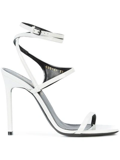 Shop Saint Laurent Amber 105 Crossover Strap Sandals - White