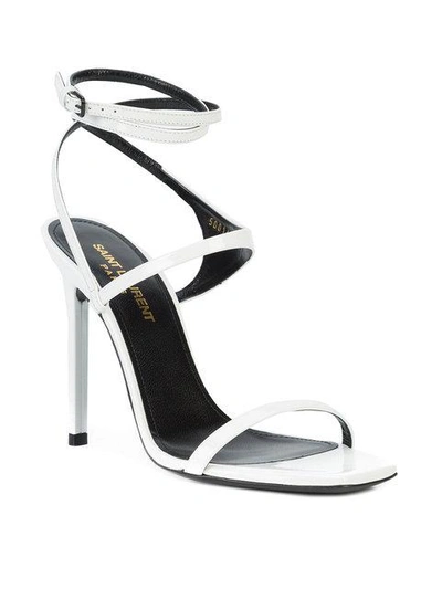 Shop Saint Laurent Amber 105 Crossover Strap Sandals - White