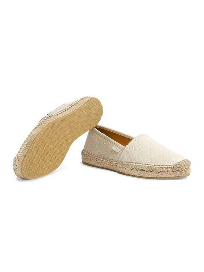 Shop Gucci Signature Leather Espadrilles In Neutrals