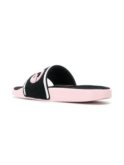 Shop Dolce & Gabbana Terry Logo Slides In Black