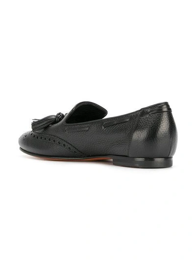 Shop Santoni Brogue Tassle Loafers - Black