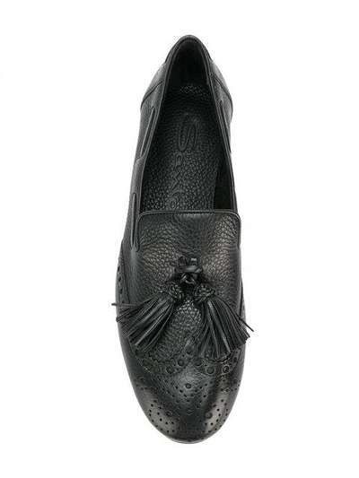 Shop Santoni Brogue Tassle Loafers - Black