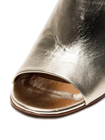 Shop Robert Clergerie Gold Caren 75 Leather Mules In Metallic