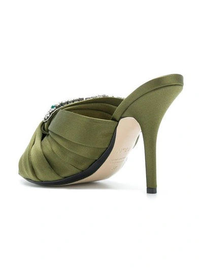 Shop N°21 Embellished Knot Stiletto Mules In Green