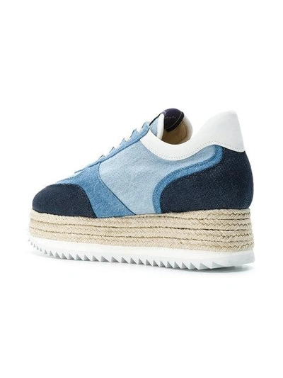 Shop Le Silla Denim Espadrilles Platform Sneakers - Blue