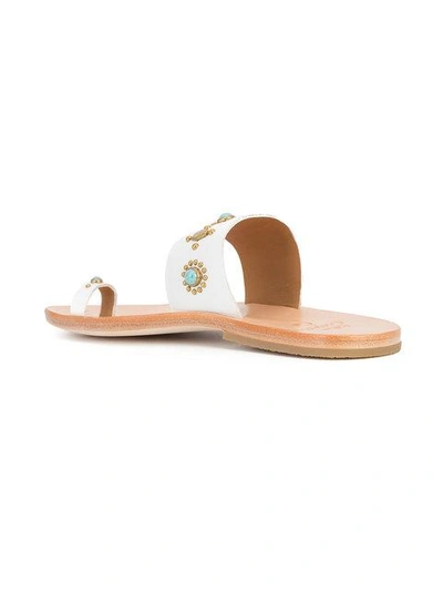 Shop Calleen Cordero Nickle And Turquoise Embellished Sandals In White