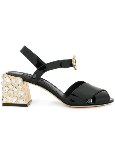 Shop Dolce & Gabbana Embellished Heel Sandals In Black