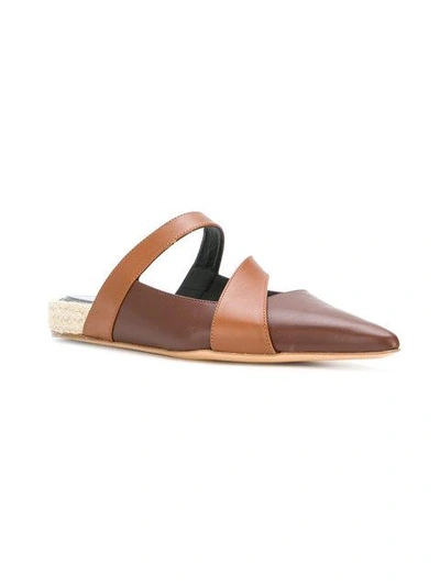 Shop Jw Anderson Double Strap Pointed Mules In Brown