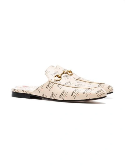 Shop Gucci Nude Princetown Invite Leather Loafers In Neutrals