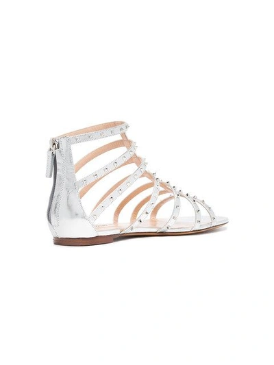 Shop Valentino Silver Lovestud Leather Sandals - Metallic