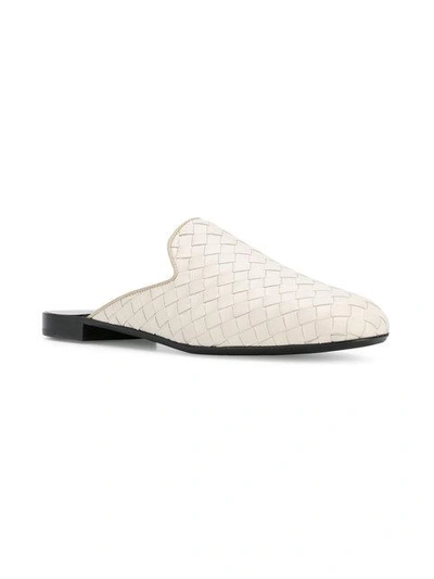 Shop Bottega Veneta Mist Intrecciato Nappa Finandra Slipper In Neutrals