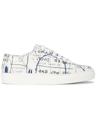Shop Jean-michel Basquiat X Browns Rome Pays Off Text Print Low Top Sneakers - Multicolour