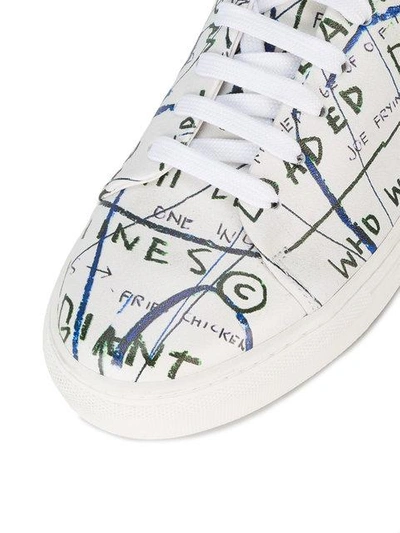 Shop Jean-michel Basquiat X Browns Rome Pays Off Text Print Low Top Sneakers - Multicolour